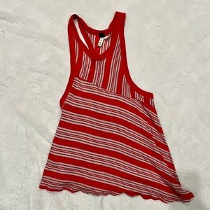 Free People We the Free Red and Grey Asymmetrical Tank Size S
